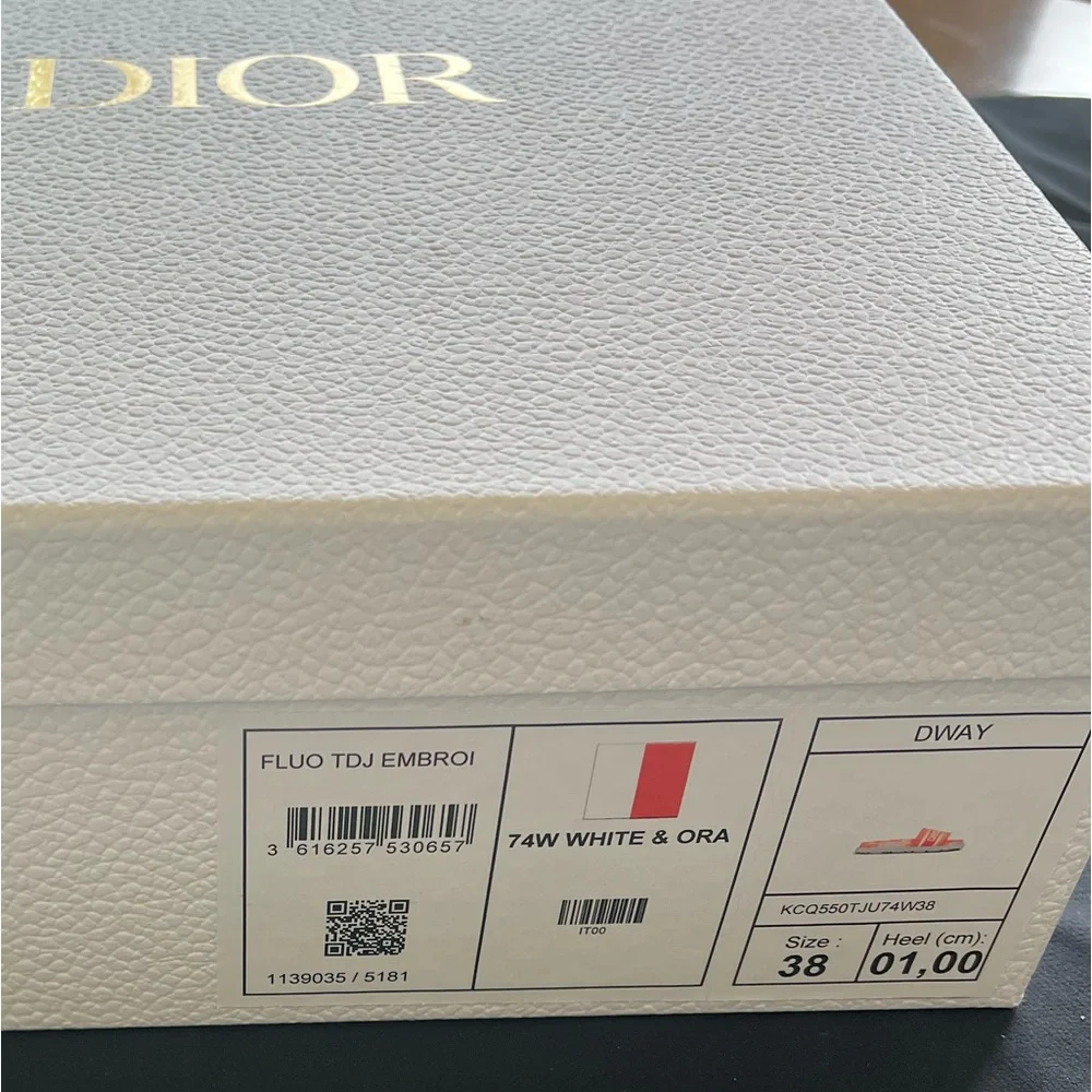 DIOR Bright Orange Toile de Jouy Embroidered Cotton DWAY SLIDE - size 38 - Picture 3 of 11
